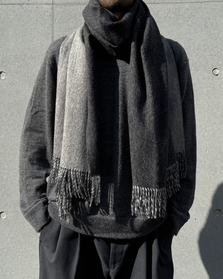 The Inoue Brothers… / Two Colour Large Brushed Scarf / Charcoal/Light Grey