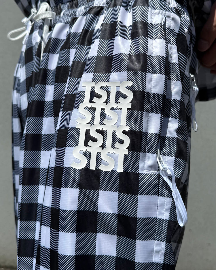 TSTS / RECYCLED POLYYESTER WIND PANTS / BLACK GINGHAM / 26AMM0304