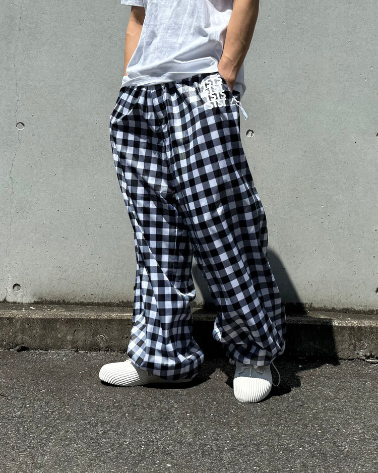 TSTS / RECYCLED POLYYESTER WIND PANTS / BLACK GINGHAM / 26AMM0304