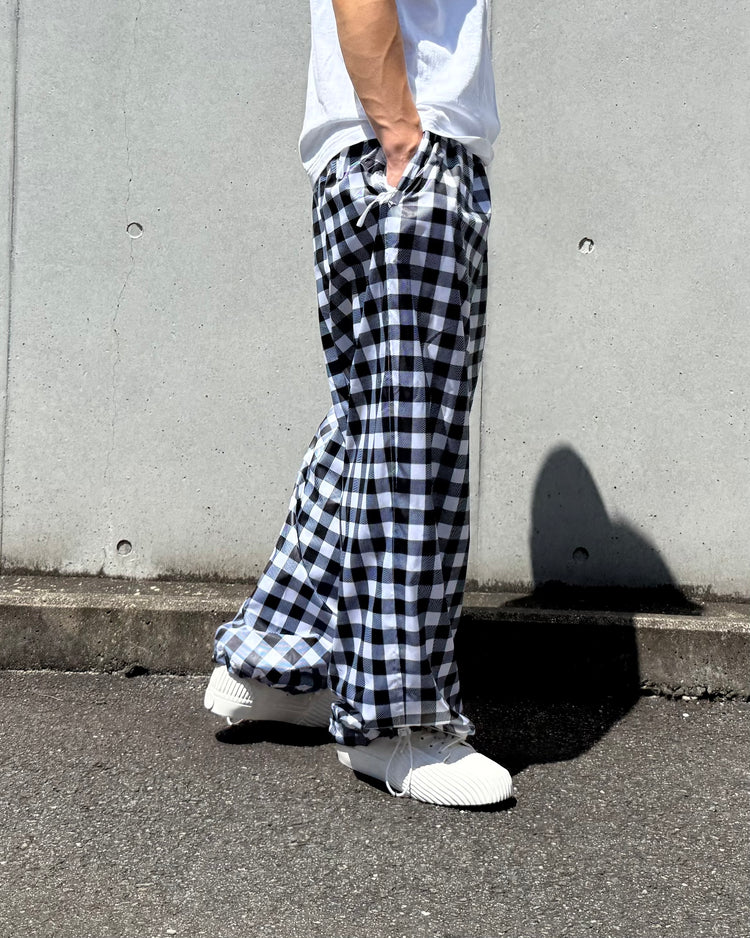 TSTS / RECYCLED POLYYESTER WIND PANTS / BLACK GINGHAM / 26AMM0304