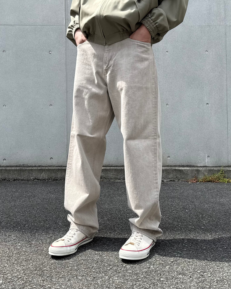 AURALEE / FADED HARD TWIST BROWON DENIM WIDE PANTS / LIGHT GRAY / A26SP02BD