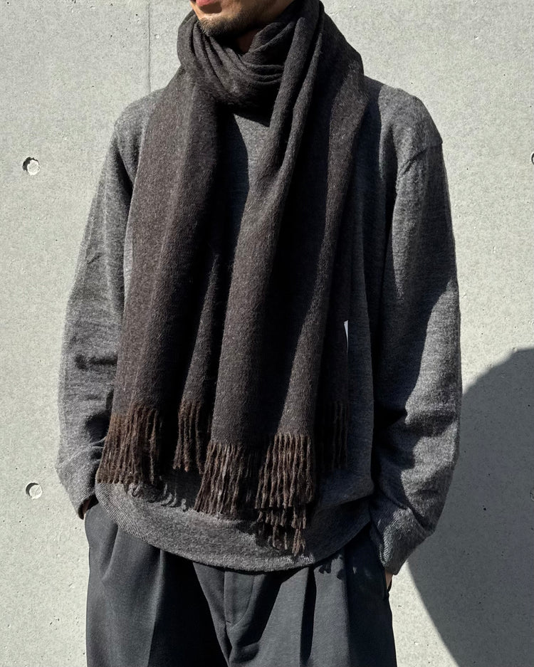 The Inoue Brothers… / Two Colour Large Brushed Scarf / Black/Brown