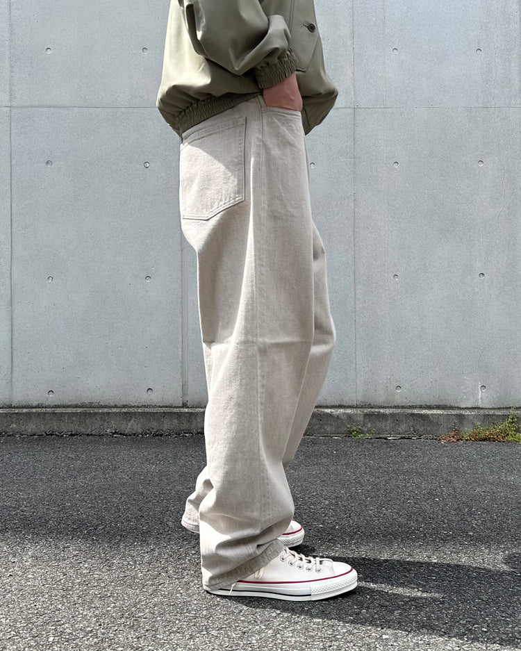 AURALEE / FADED HARD TWIST BROWON DENIM WIDE PANTS / LIGHT GRAY / A26SP02BD
