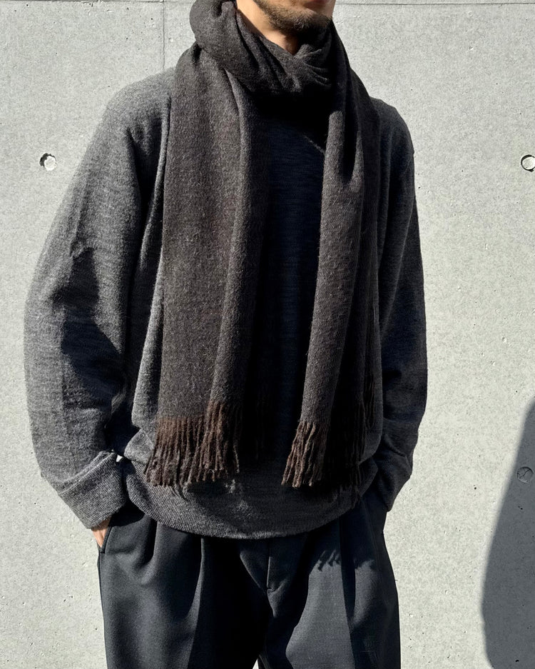 The Inoue Brothers… / Two Colour Large Brushed Scarf / Black/Brown