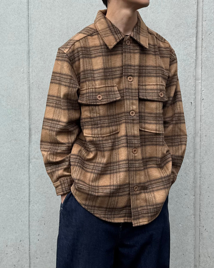 ACY / HEAVY WAIT FLANNEL SHIRT JACKET / BROWN CHECK