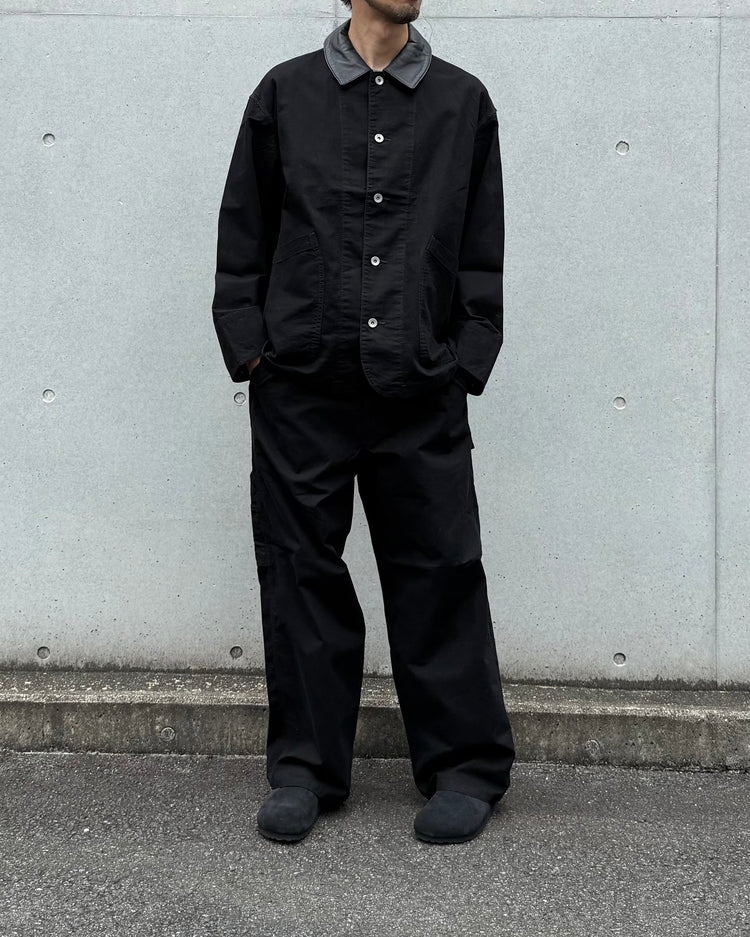 Fresh Service / COTTON CANVAS LEATHER COLLAR WORK JACKET / BLACK / FSC263-30032