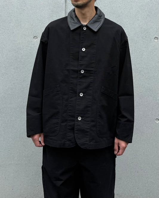 Fresh Service / COTTON CANVAS LEATHER COLLAR WORK JACKET / BLACK / FSC263-30032