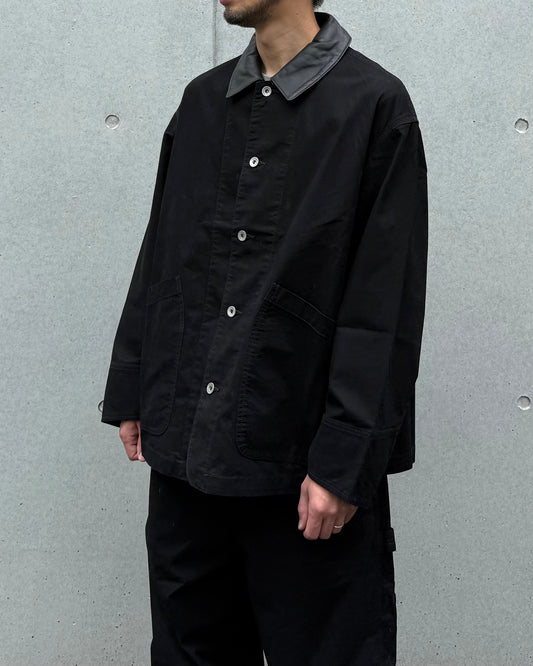 Fresh Service / COTTON CANVAS LEATHER COLLAR WORK JACKET / BLACK / FSC263-30032