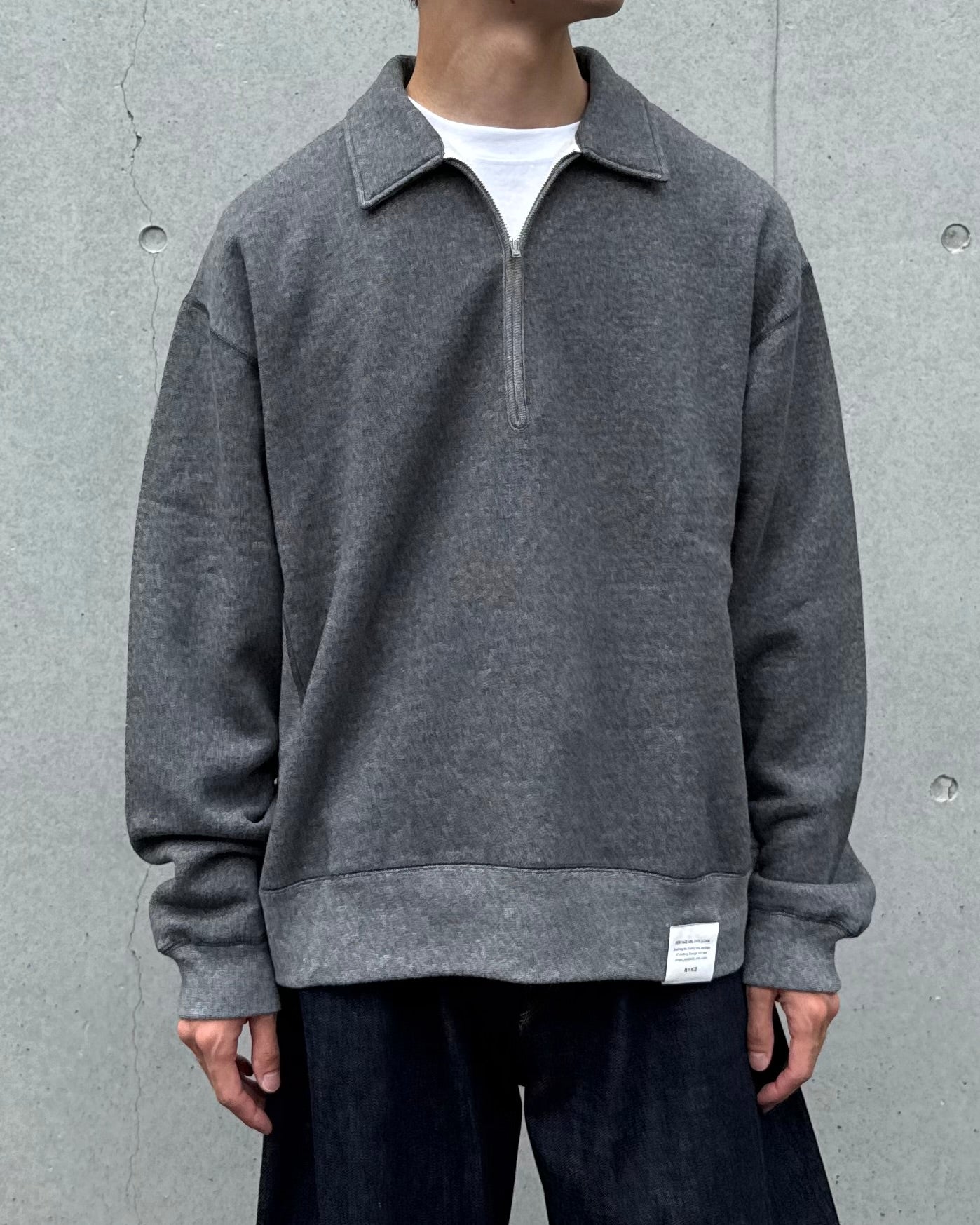 HYKE / COLLARED SWEAT SHIRT / CHARCOAL / 12449