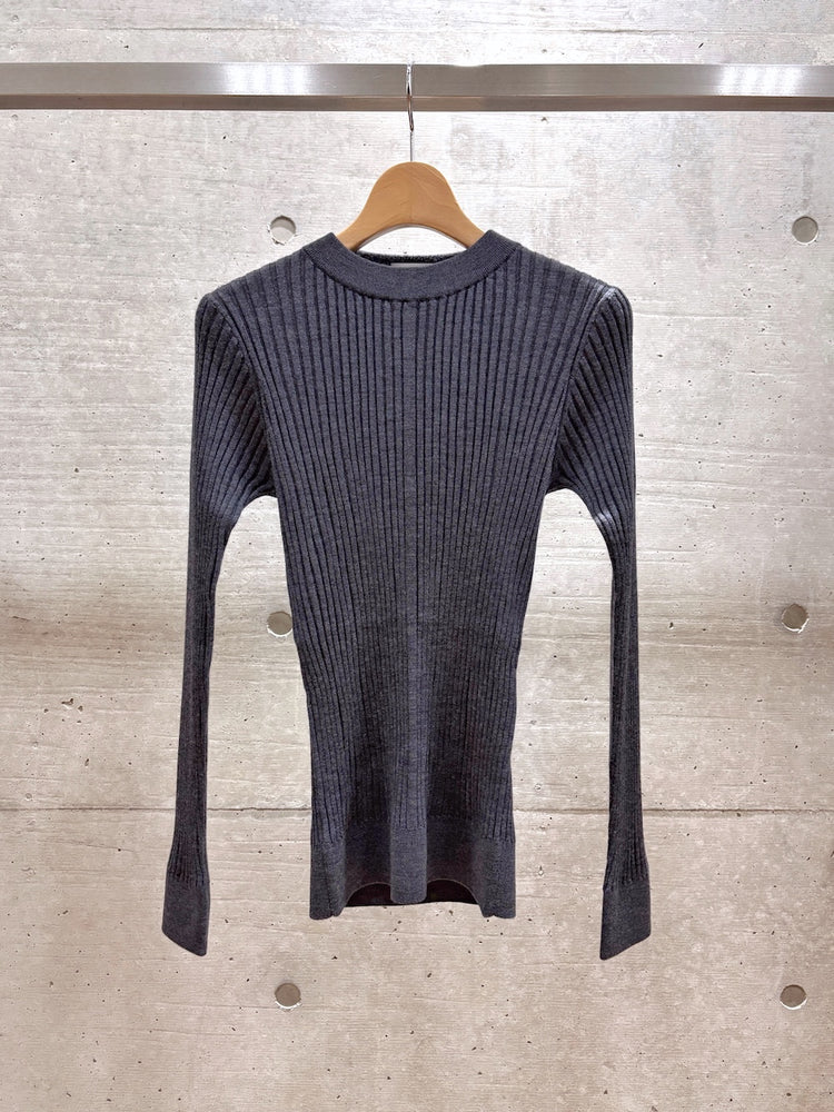 HYKE / WIDE RIBBED SWEATER / TOP GRAY / 11435 /