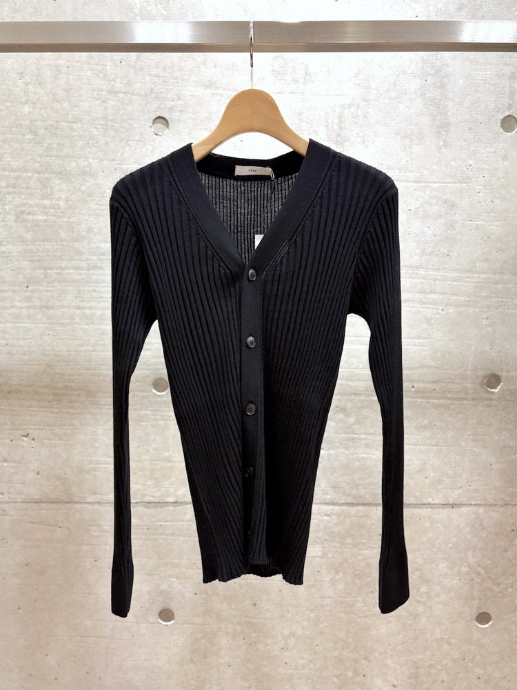 HYKE / WIDE RIBBED CARDIGAN / BLACK / 11436 /