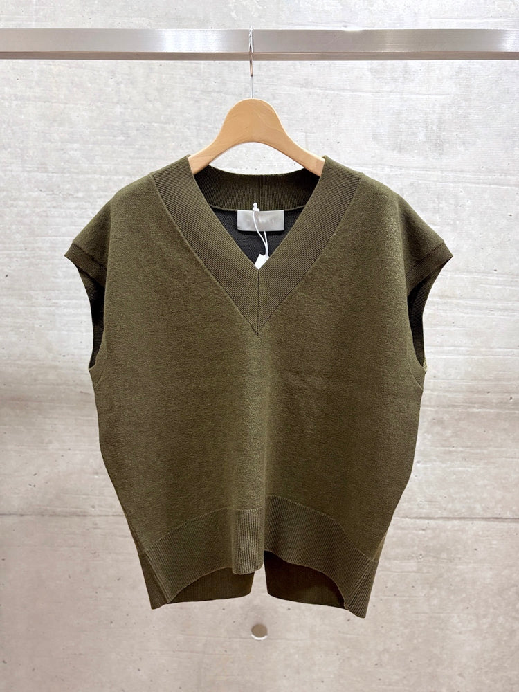 WALANCE / COTTON SILK DOUBLEFACE VEST / KHAKI / 3263-004