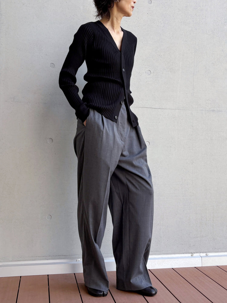CINOH / TWILL HIGH WAIST TWO TUCK PANTS / GRAY / E-60-029