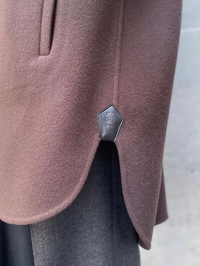 BLAMINK / ダブルフェイスノーカラーコート / DK.BROWN / 79252000005