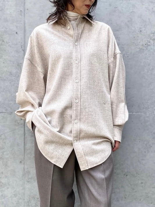 BLAMINK / ウールカシミヤレギュラーカラーシャツ / BEIGE / 79112000000