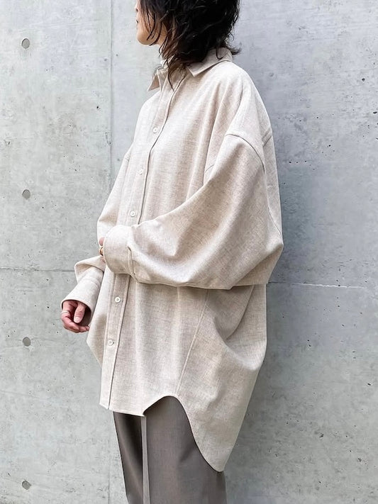 BLAMINK / ウールカシミヤレギュラーカラーシャツ / BEIGE / 79112000000