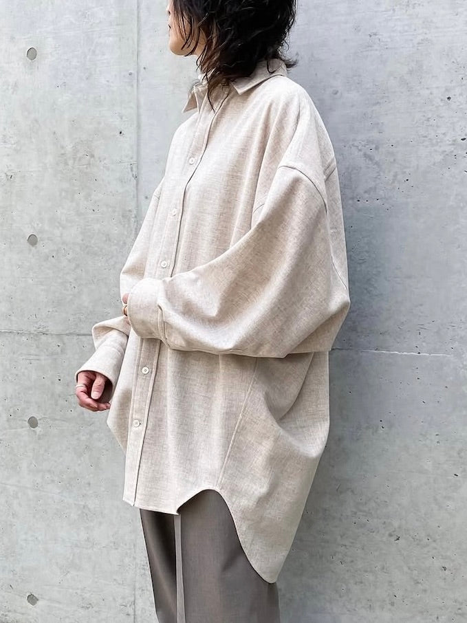 BLAMINK / ウールカシミヤレギュラーカラーシャツ / BEIGE / 79112000000