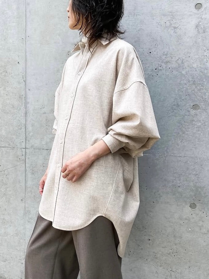 BLAMINK / ウールカシミヤレギュラーカラーシャツ / BEIGE / 79112000000