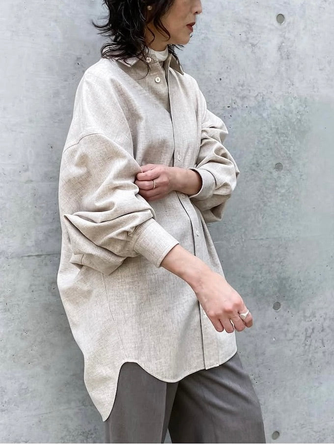 BLAMINK / ウールカシミヤレギュラーカラーシャツ / BEIGE / 79112000000