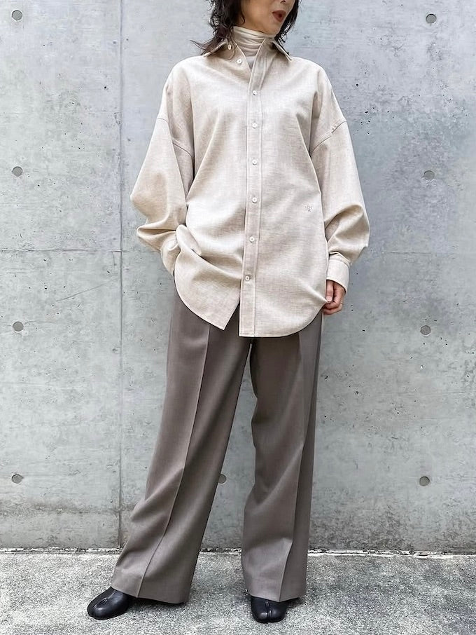 BLAMINK / ウールカシミヤレギュラーカラーシャツ / BEIGE / 79112000000