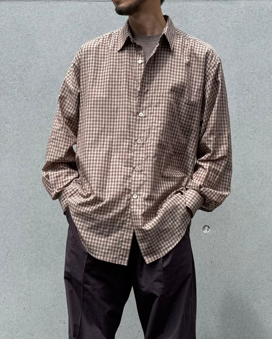 AURALEE / AIRY LIGHT COTTON CHECK BIG SHIRT / BROWN GINGHAM CHECK / A26SS01GC