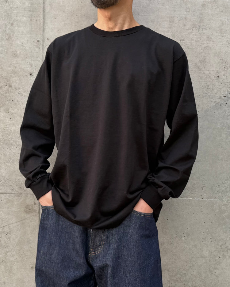 AURALEE / LUSTER PLAITING L/S TEE / BLACK / A00P01GT