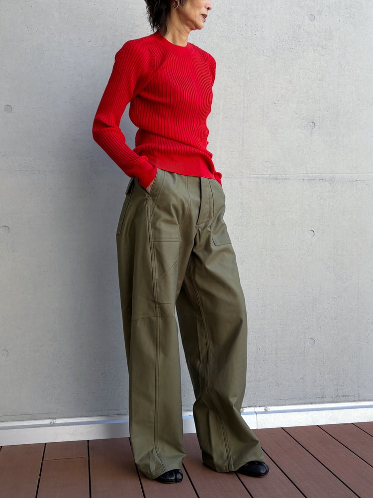 HYKE / WIDE RIBBED SWEATER / RED / 11435 /