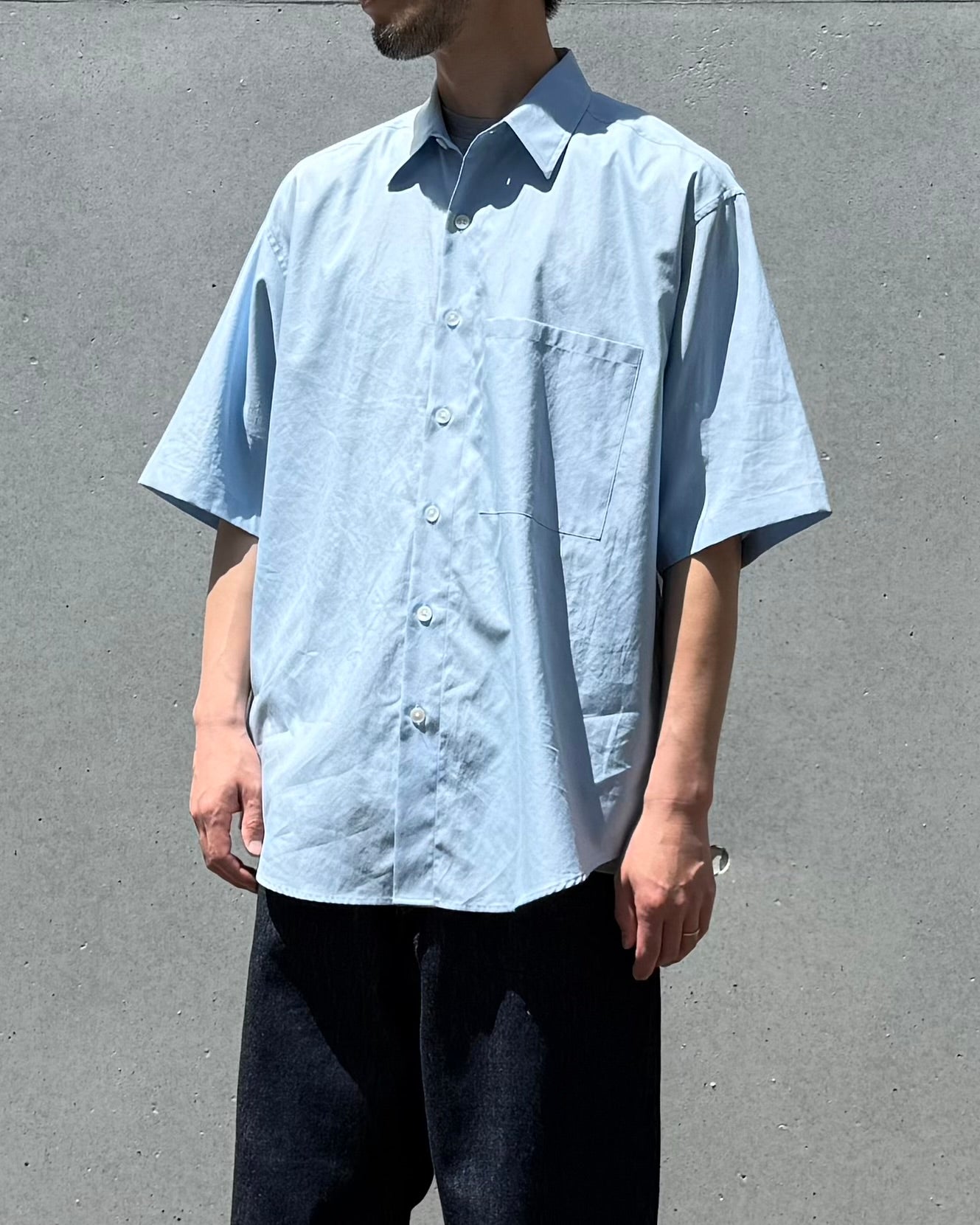AURALEE2026 Washed Finx Twill Shirt サイズ3 AURALEE / WASHED FINX TWILL BIG HALF SLEEVED SHIRT / LIGHT BLUE / A26S