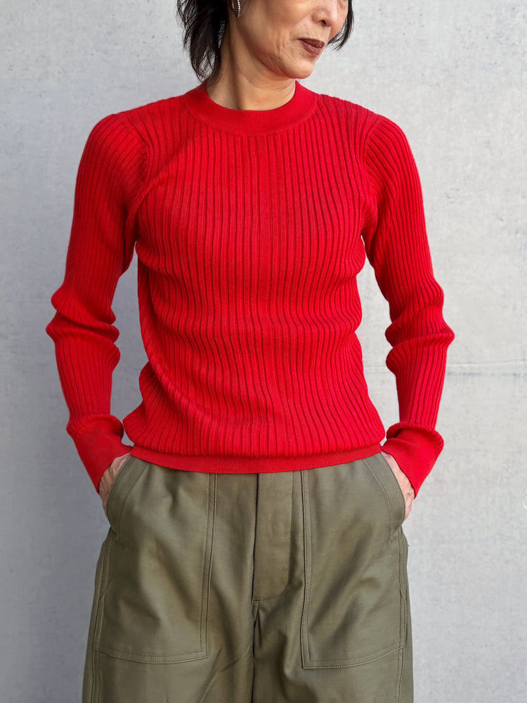HYKE / WIDE RIBBED SWEATER / RED / 11435 /