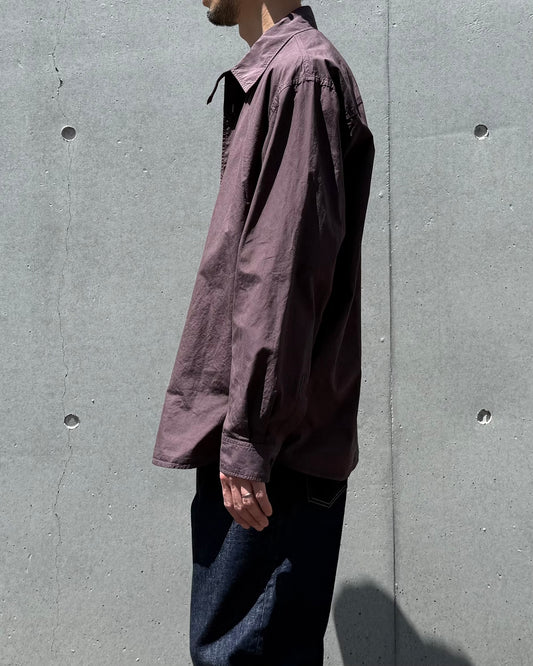 AURALEE / GARMENT-DYED FINX SHUTTLE WEATHER SHIRT / DARK BROWN / A26SS01SW