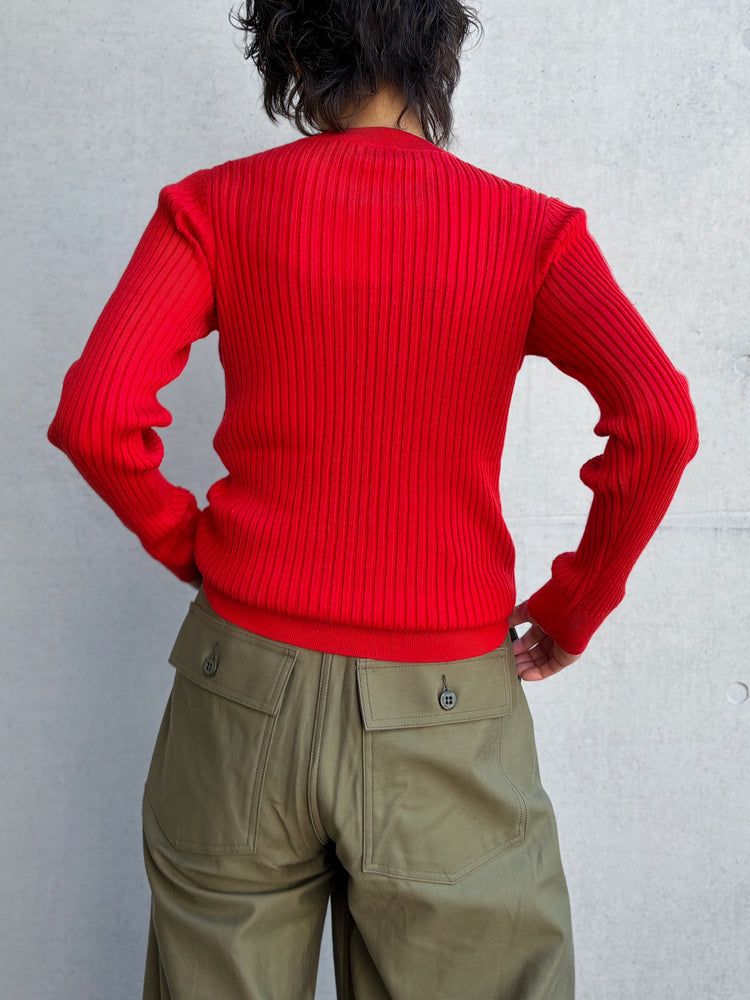 HYKE / WIDE RIBBED SWEATER / RED / 11435 /
