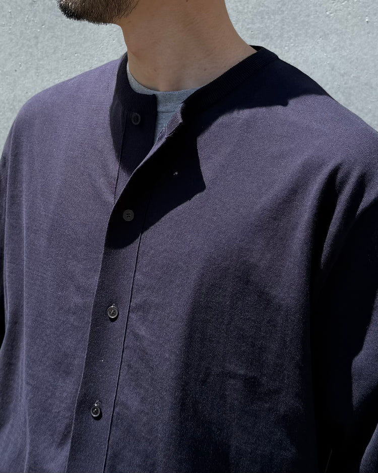 AURALEE / GIZA HIGH GAUGE KNIT HALF SLEEVED CARDIGAN / DARK NAVY / A26SC01KA