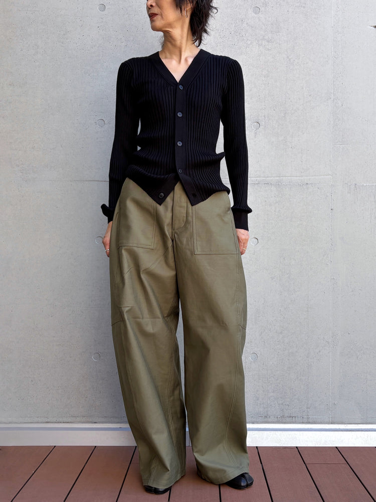 HYKE / WIDE RIBBED CARDIGAN / BLACK / 11436 /