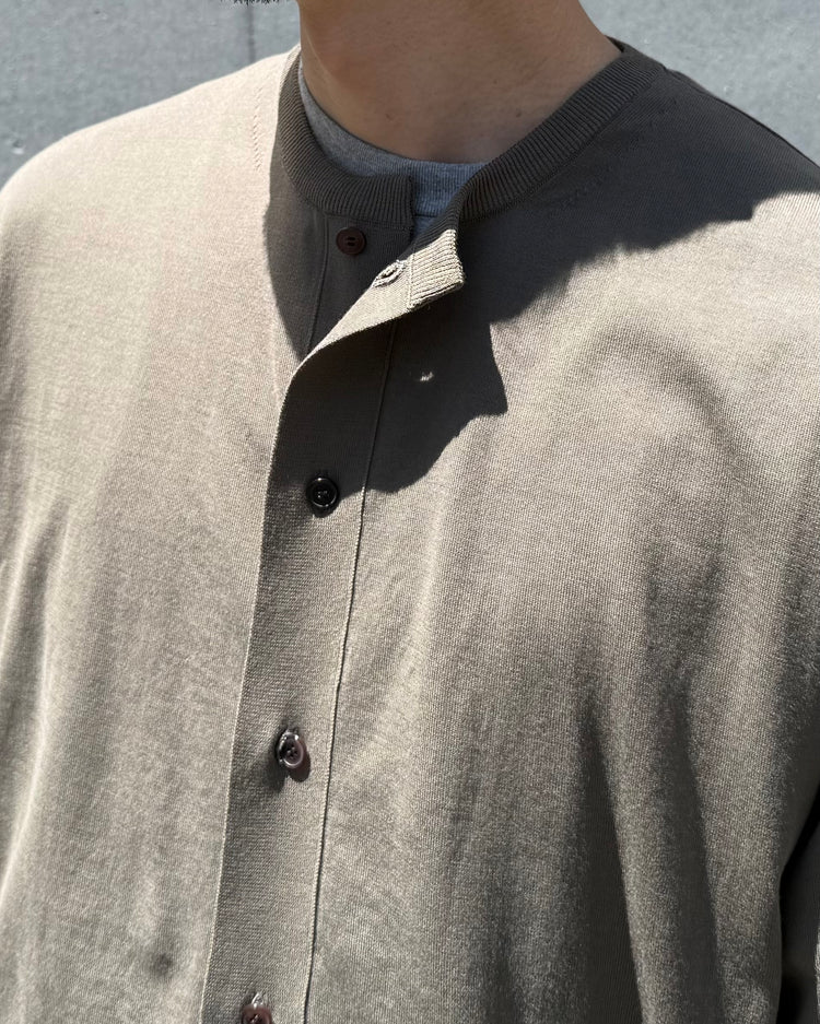 AURALEE / GIZA HIGH GAUGE KNIT HALF SLEEVED CARDIGAN / OLIVE GRAY / A26SC01KA
