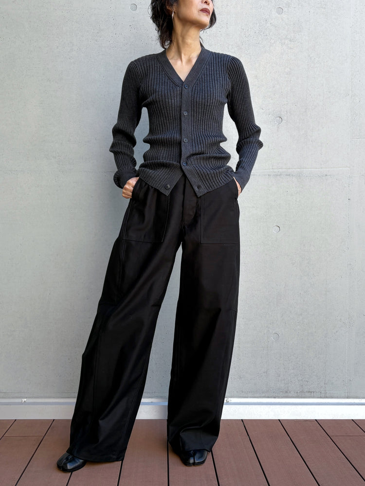 HYKE / WIDE RIBBED CARDIGAN / TOP GRAY / 11436 /