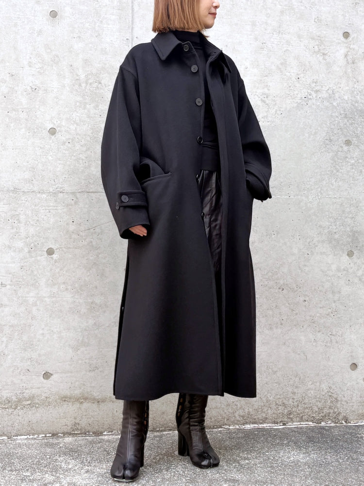 08sircus / Wool double face rever coat / black / S26AW-OT14