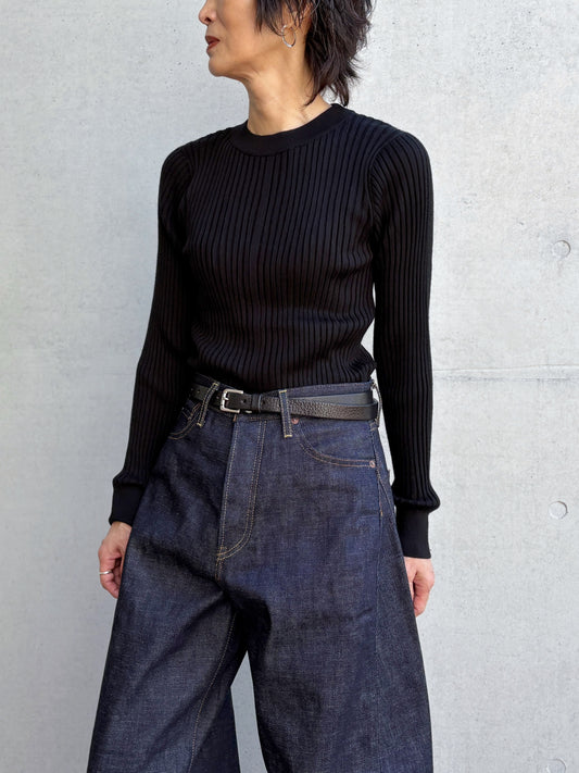 HYKE / WIDE RIBBED SWEATER / BLACK / 11435 /