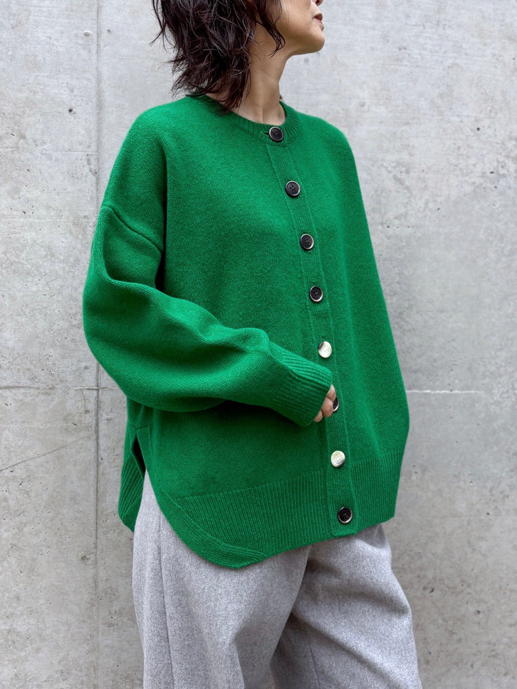 ENFÖLD / CIRCLE CARDIGAN / GREEN / 300IA270-2501