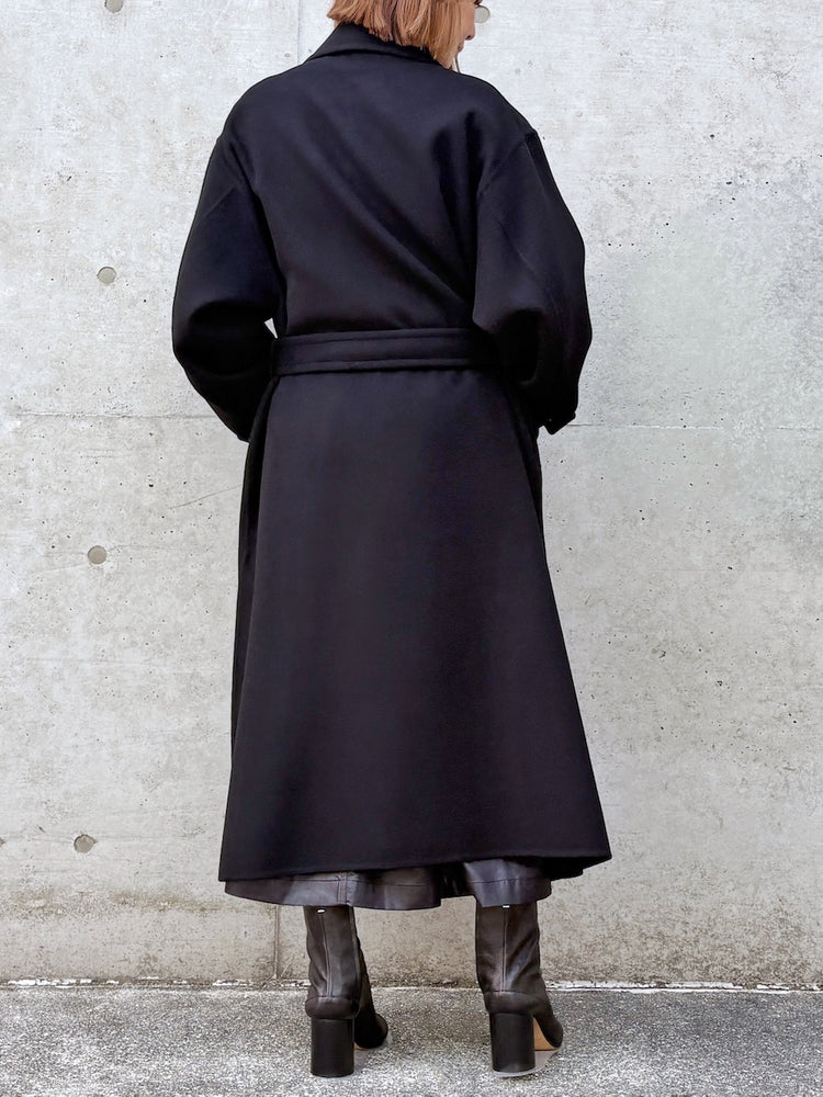 08sircus / Wool double face rever coat / black / S26AW-OT14