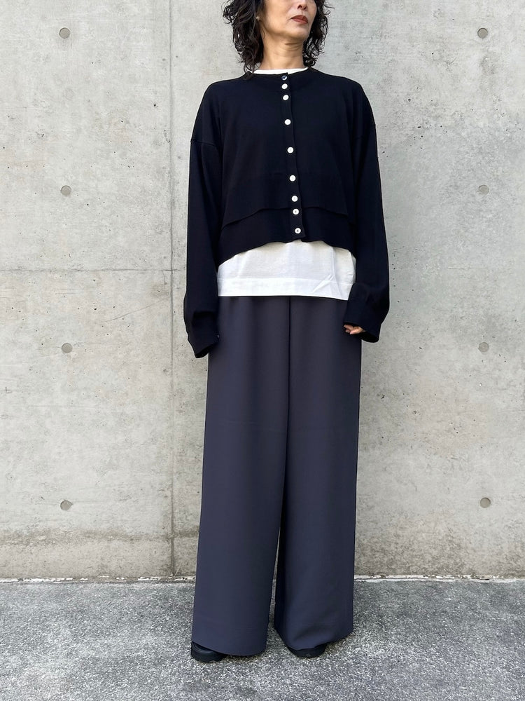 ENFÖLD / LAYERED-LIKE-HEM CARDIGAN / BLACK / 300JS270-2221
