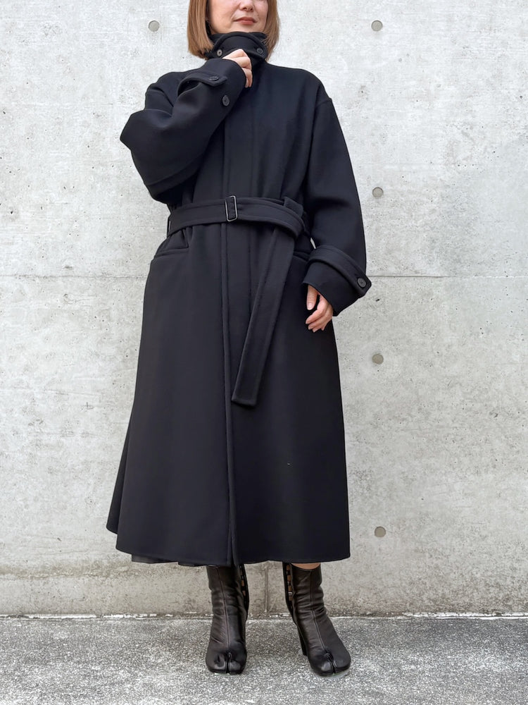 08sircus / Wool double face rever coat / black / S26AW-OT14