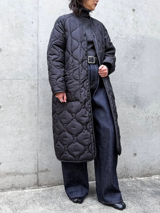HYKE / QUILTED LINER COAT / BLACK / 17537