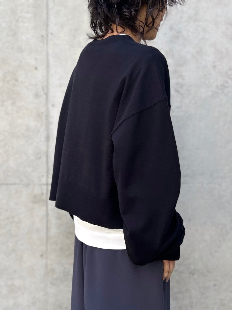 ENFÖLD / LAYERED-LIKE-HEM CARDIGAN / BLACK / 300JS270-2221