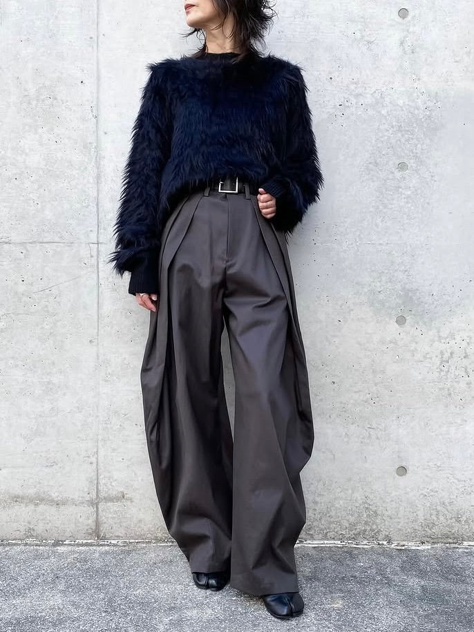 ASTRAET / コットン ギャバ 2タック テーパードパンツ / DK.GRAY / 5414-236-0466