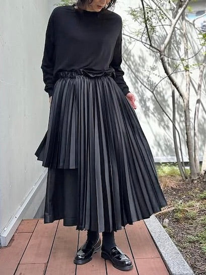 noir kei ninomiya / エステルサテンプリーツスカート(細プリーツ) / 3P-S016-051