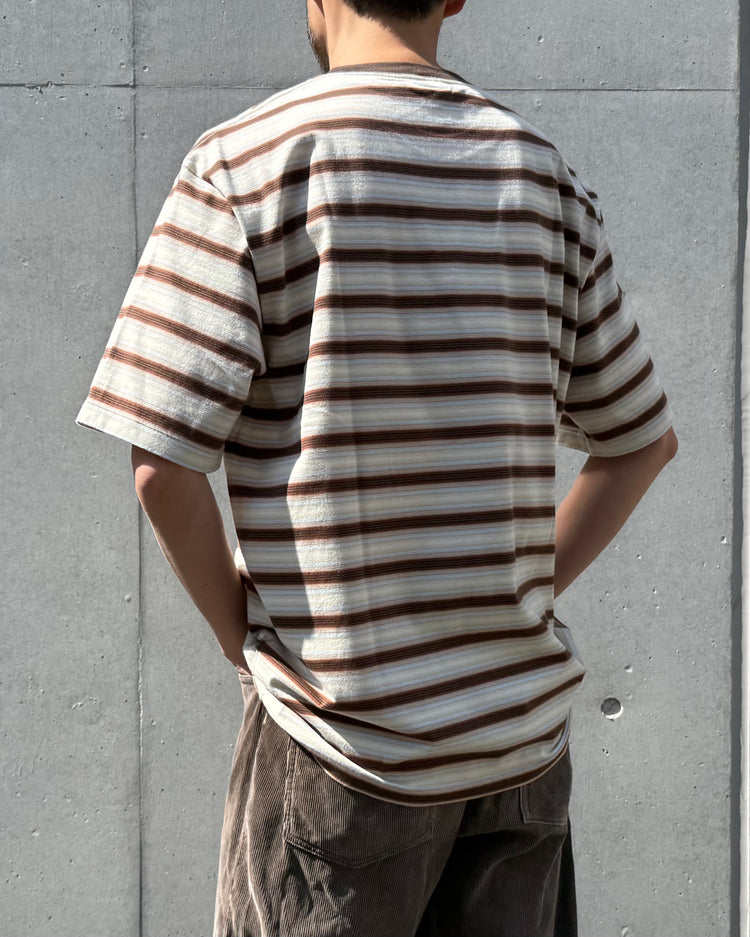 AURALEE / GRADIENT STRIPE JERSEY TEE / FADE BROWN STRIPE / A26ST02GJ