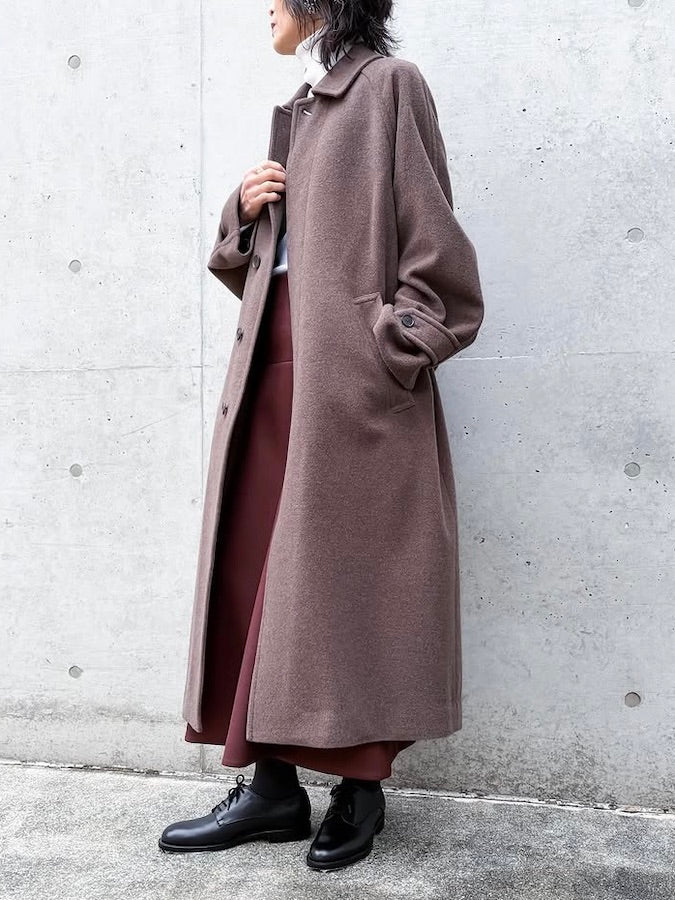 AURALEE / SUPER FINE WOOL MOSSER SOUTIEN COLLAR COAT / TOP BROWN