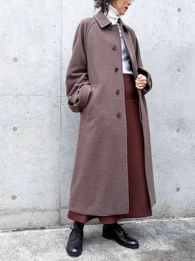 AURALEE / SUPER FINE WOOL MOSSER SOUTIEN COLLAR COAT / TOP BROWN