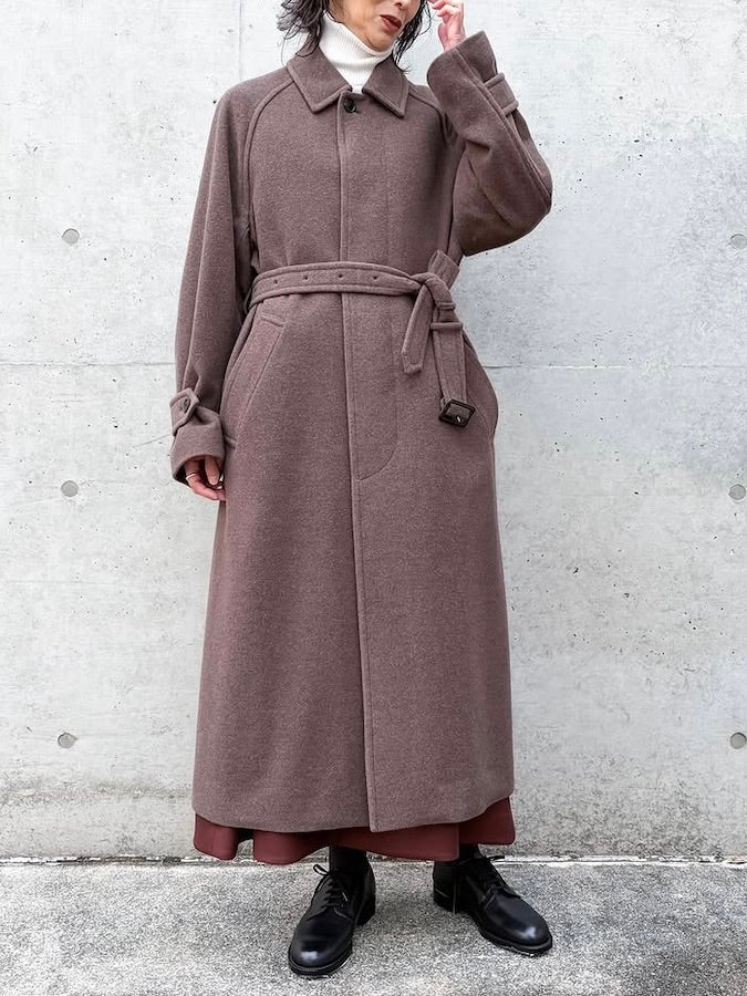 AURALEE / SUPER FINE WOOL MOSSER SOUTIEN COLLAR COAT / TOP BROWN
