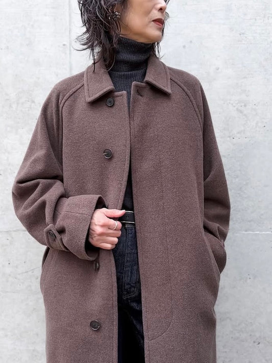 AURALEE / SUPER FINE WOOL MOSSER SOUTIEN COLLAR COAT / TOP BROWN